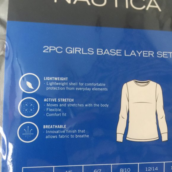 Nautica Girls Base Layer Top & Bottom Long Johns Thermal Underwear Set Size 16+ - Picture 6 of 7